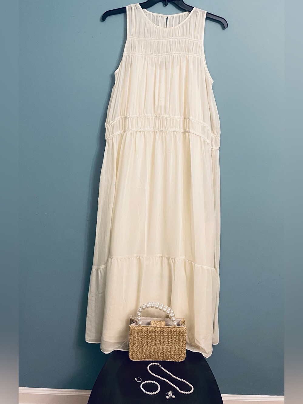 a new day Cream Sleeveless Tiered Maxi Dress